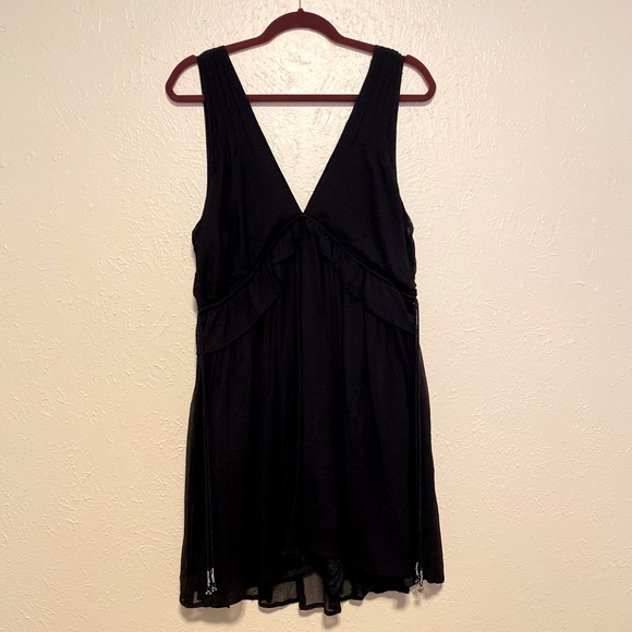 Balletcore Free People Black V Neck Drawstring Waist Dress Sz M - Picture 5 of 6